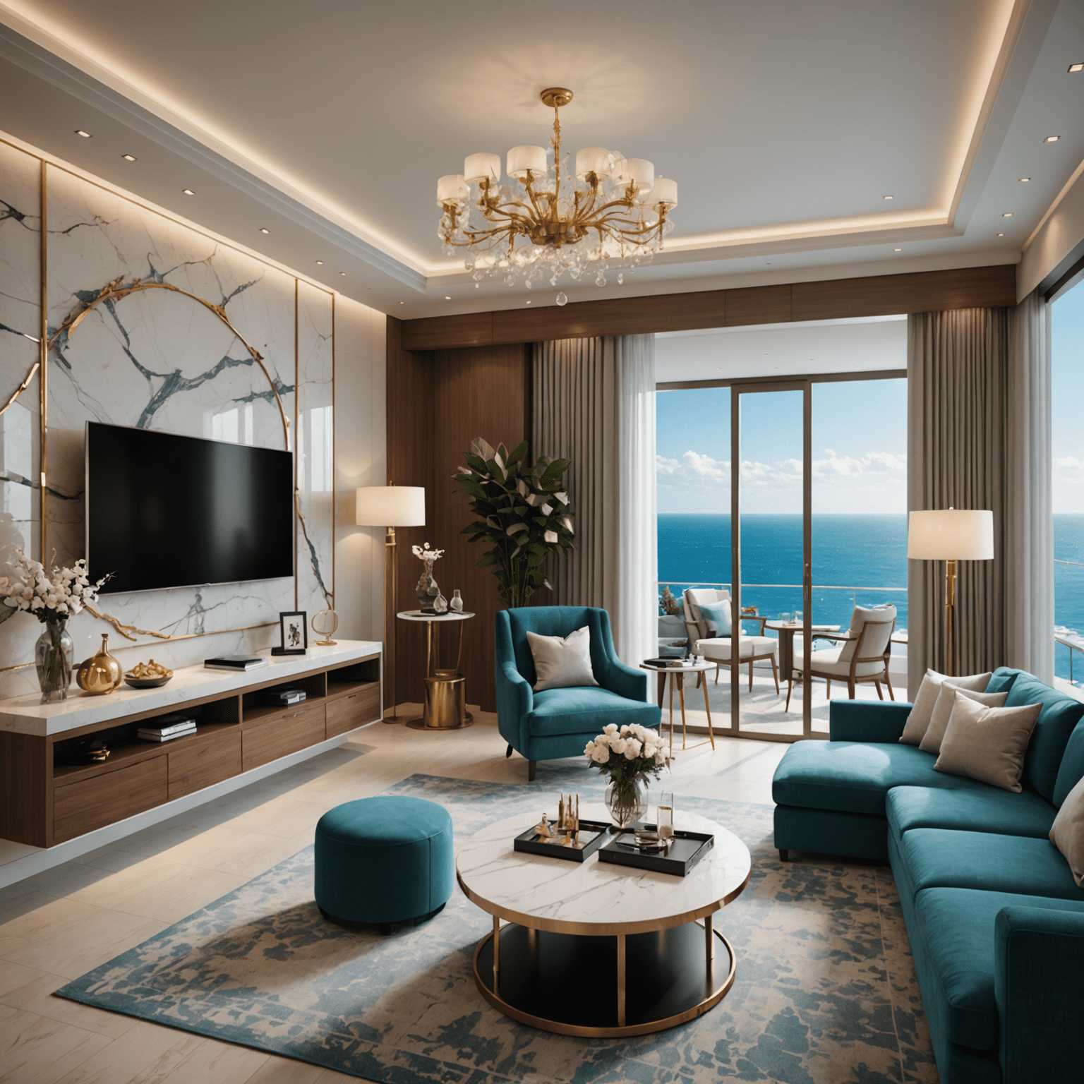 Luksusowy apartament hotelowy z widokiem na ocean